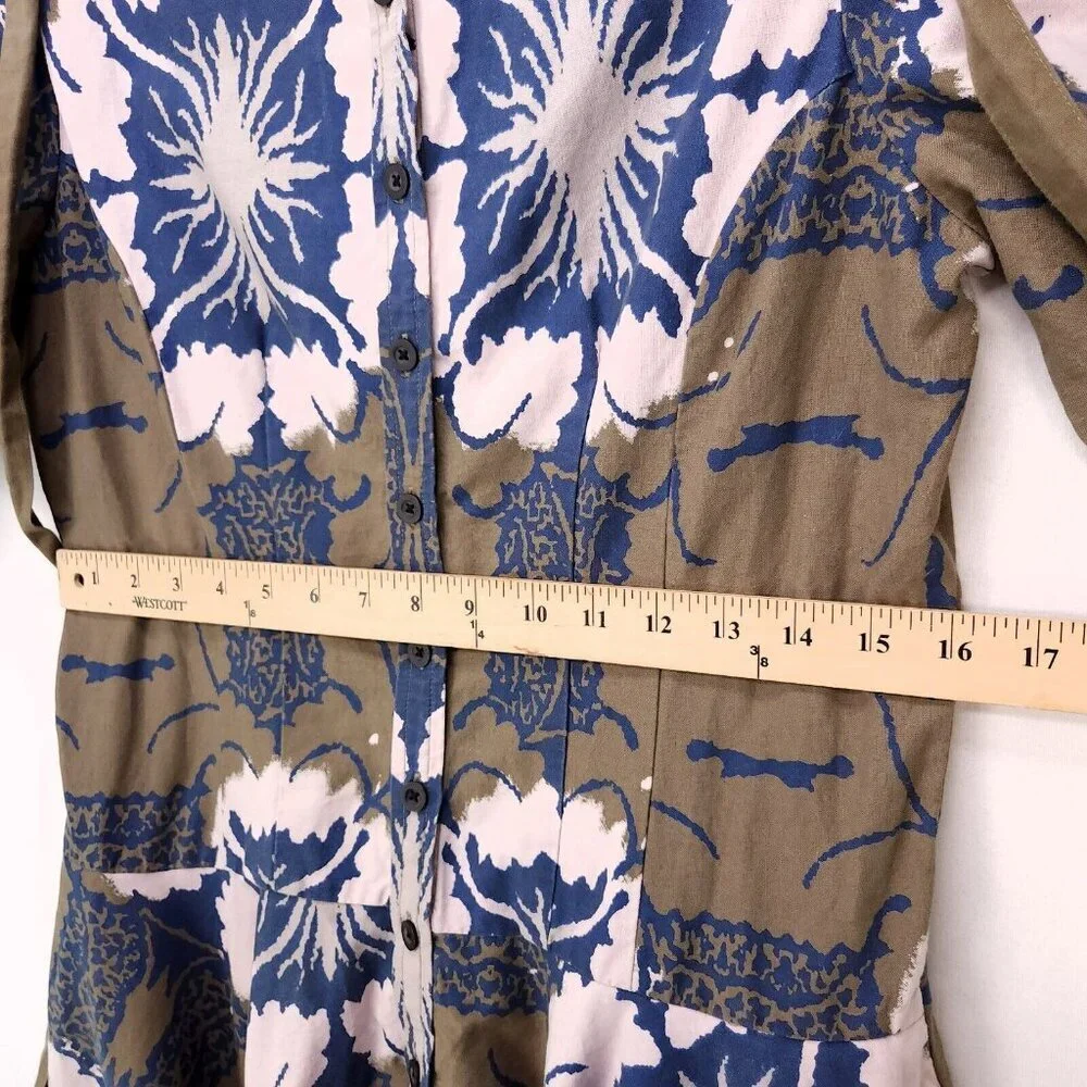 Making The Cut Tie Dress Handkerchief Hem Button Down Short Puff Sleeves Medium - Picture 9 of 15